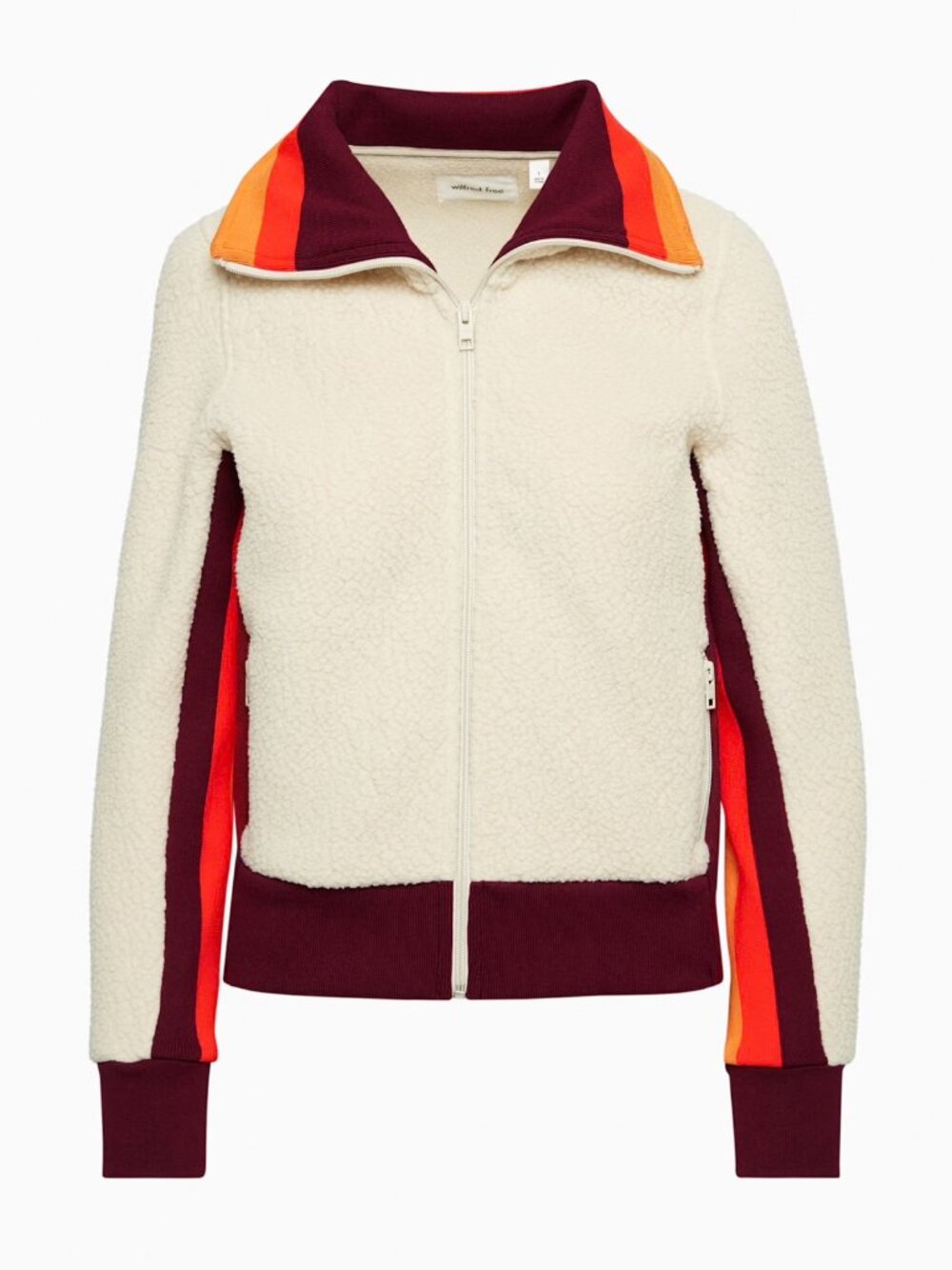 Wilfred Free Smokey Zip-Up, Collared Fleece Raglan Sleeve Retro Zippered Jacket,